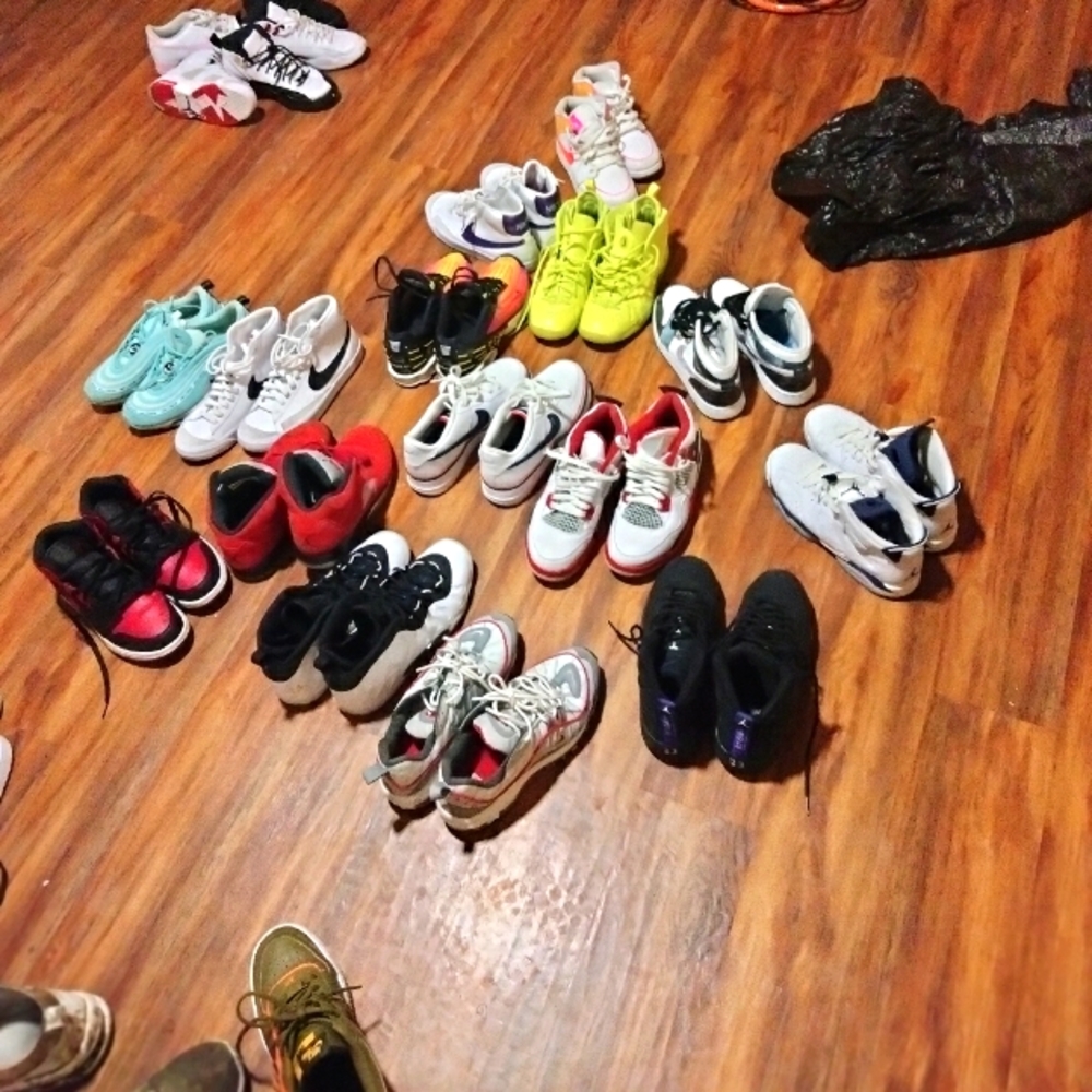 16 pairs of 7y shoes Jordans and Nikes